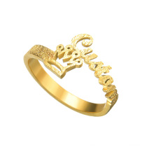 Shangjie OEM anillos Fashion Matte Crown Ring Adjustable Customized Stainless Steel Ring Gold Plated Custom Name Rings